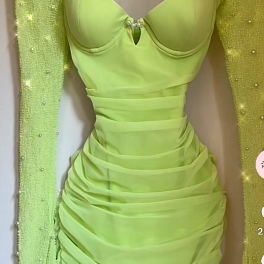 Oh Polly New Elegant Lime Green Dress